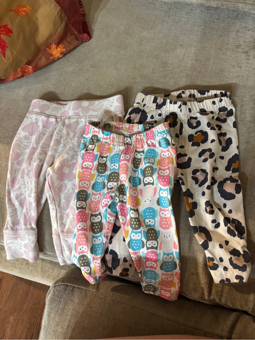 Baby Girls 0-3M Leggings Pants Bundle of 3 Carter’s Cloud Island Owl Leopard